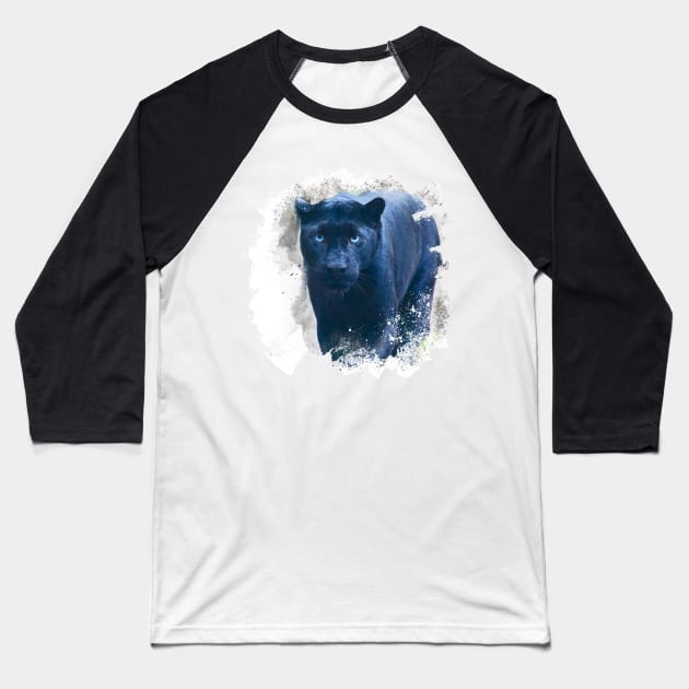 Black Panther Animal Wildlife Jungle Nature Adventure Watercolor Baseball T-Shirt by Cubebox